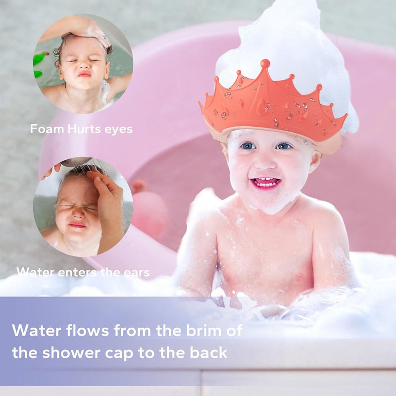 FUNUPUP Baby Shower Cap for Kids with Bath Rinse Cup, Adjustable Toddler Hair Washing Shield Hat Baby Bath Visor Shampoo Hat for Toddlers 6M-9T, Pink - Image 2